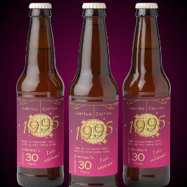 Geboren 1995 30. Geburtstag Party rosa Bieretikett Bierflaschenetikett