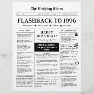 Geboren 1996 Lustige schwarz-weiße Zeitung