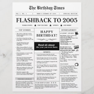 Geboren 2005 Schwarz-Weiß-Mock-Zeitung