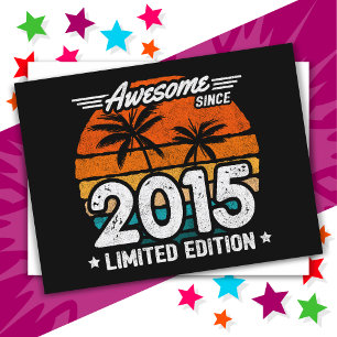 Geboren 2015 Limitierte Auflage Retro Awesome seit Postkarte