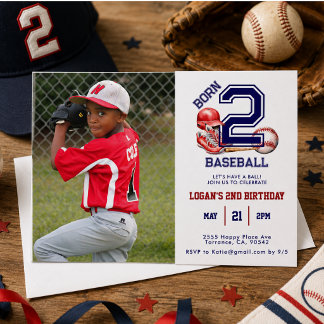 Geboren 2 Baseball | 2. Geburtstag des Sports Them Einladung
