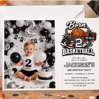 Geboren 2 Basketball Sport Thema Junge 2. Geburtst Einladung