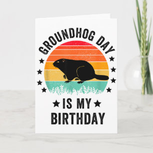 Geboren am 2. Februar Groundhog Day, Woodchucks Gr Karte