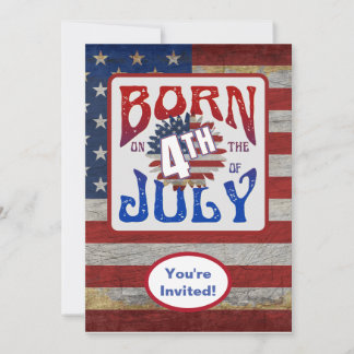 Geboren am 4. Juli in den USA Geburtstagsparty Einladung