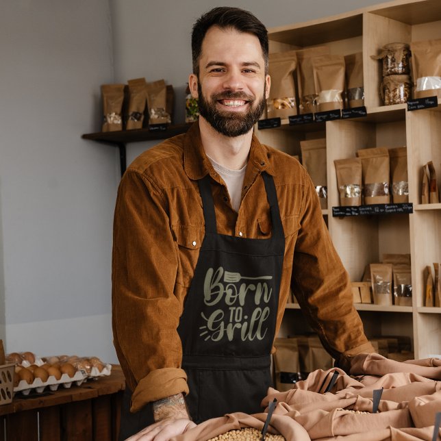 Geboren an Grill Khaki GRILLEN Schürze (Von Creator hochgeladen)