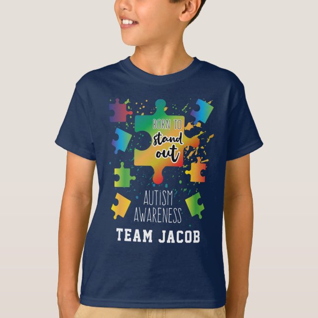 Geboren, Autismus-Bewusstseinsrätsel auszublenden T-Shirt (Vorderseite)