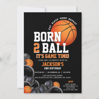 Geboren bis Ball 2. Geburtstag Basketball Einladun Einladung