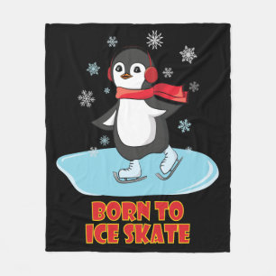 Geboren bis eisSkate Niedlicher Pinguin Fleecedecke
