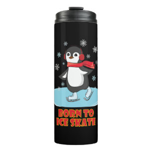 Geboren bis eisSkate Niedlicher Pinguin Thermosbecher
