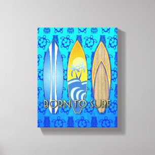 Geboren, blaues Tiki zu surfen Leinwanddruck