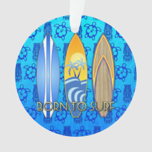 Geboren, blaues Tiki zu surfen Ornament