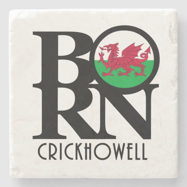 GEBOREN Crickhowell Wales Steinuntersetzer (Vorderseite)
