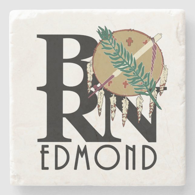 GEBOREN Edmond Oklahoma Steinuntersetzer (Vorderseite)