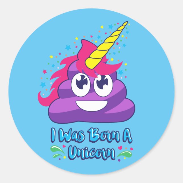 Geboren ein Einhorn (Emoji Gekackt) Runder Aufkleber (Vorderseite)