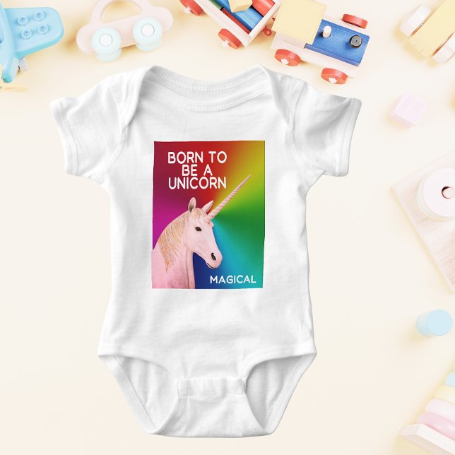 Geboren, ein Einhorn Statue Kopf Magischer Regenbo Baby Strampler (Born to Be a Unicorn Statue Head Magical Rainbow Baby Bodysuit)