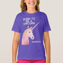 Geboren, ein Einhornstatuchkopf und magische Mädch T-Shirt