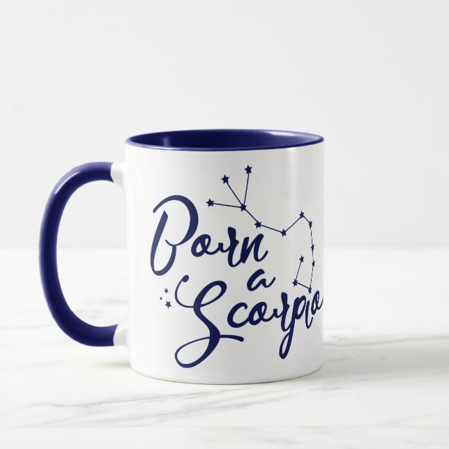 "Geboren ein Skorpions-" Tasse (Links)