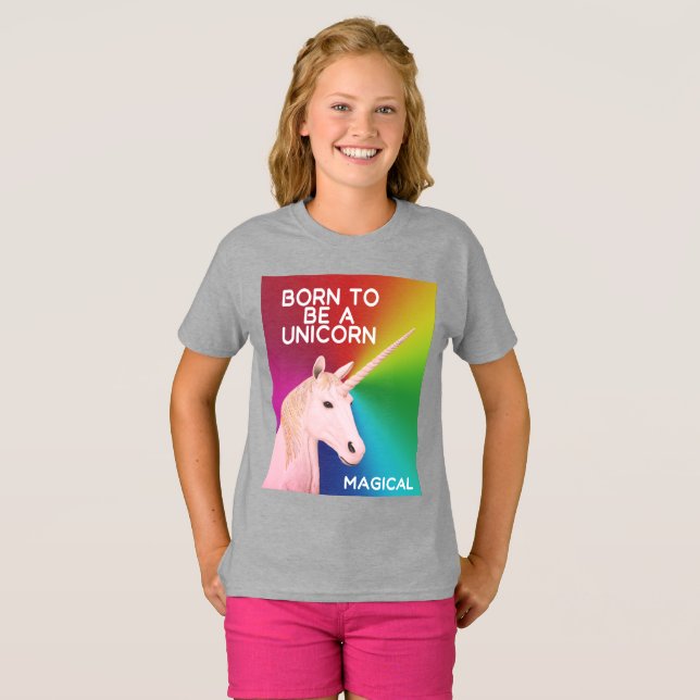 Geboren, eine Einhornstatue zu sein Magische Regen T-Shirt (Vorne ganz)