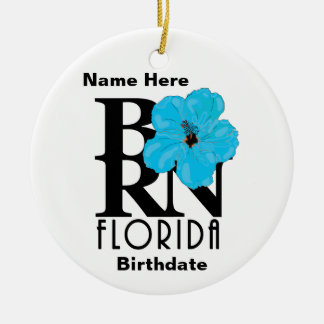GEBOREN Florida Blue Hibiskus Keramik Ornament
