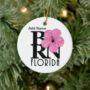 GEBOREN Florida Rosa Hibiskus Custom Ornament