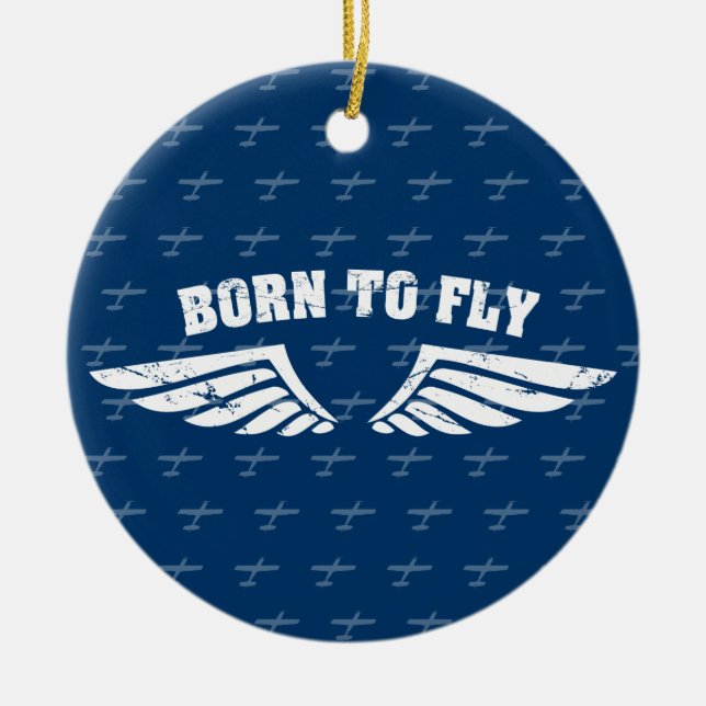 Geboren, Flügel zu fliegen - Blau Keramikornament (Vorne)