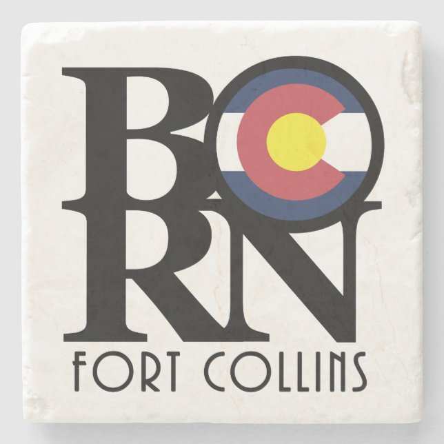 GEBOREN Fort Collins Colorado Steinuntersetzer (Vorderseite)