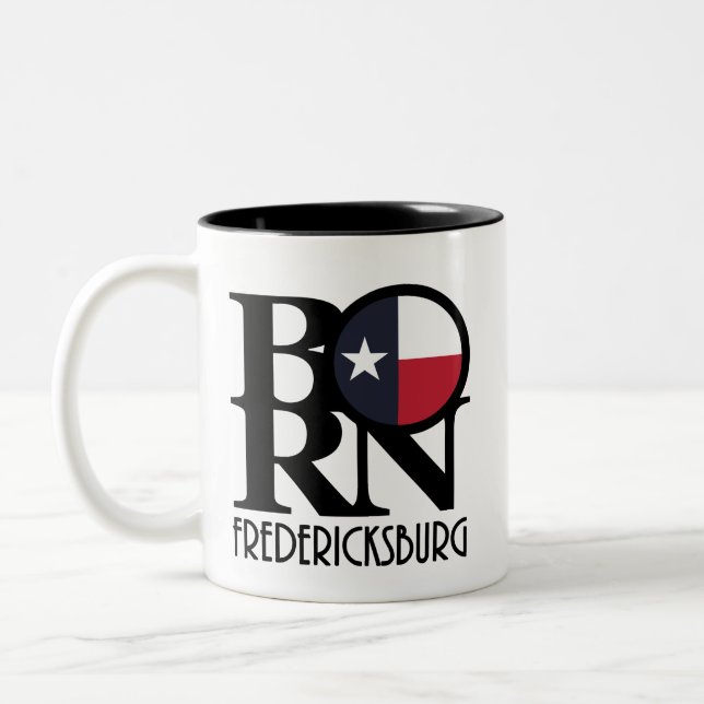 GEBOREN Fredericksburg TX Zweifarbige Tasse (Links)