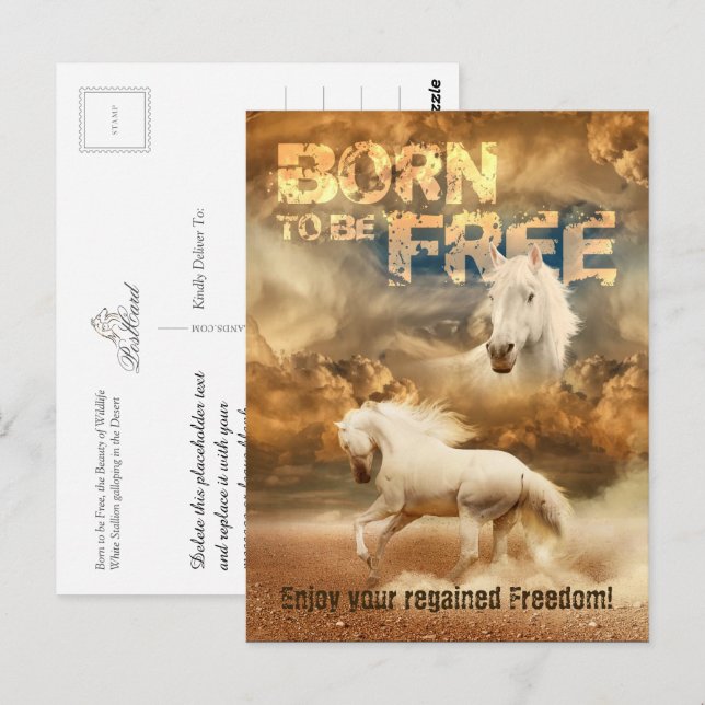 Geboren, frei zu sein, Schönheit der Tierwelt: Wei Postkarte (Vorne/Hinten)