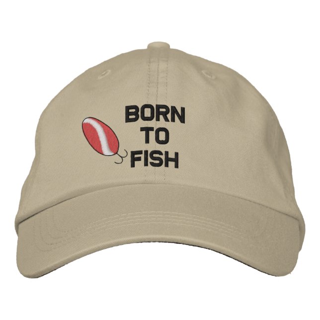 Geboren für bestickte Fische Bestickte Baseballkappe (Vorderseite)
