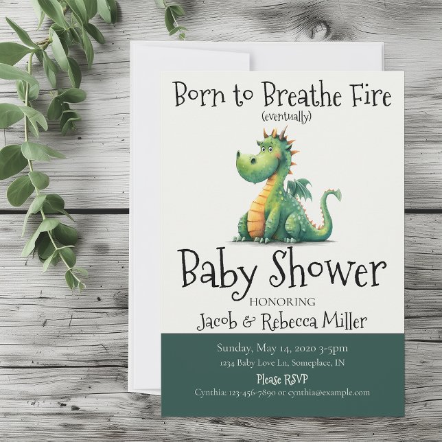 Geboren für das Breathe Fire Baby Dusche Einladung (Von Creator hochgeladen)