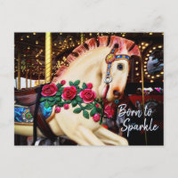 Geboren für Sparkle Carousel Horse Foto Kalligraph