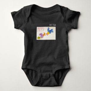 Geboren Hahn-Jahr-im personalisierten Baby Strampler