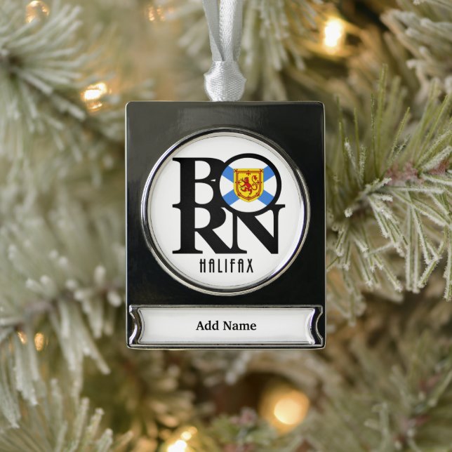 GEBOREN Halifax Nova Scotia Banner-Ornament Silber (Baum)