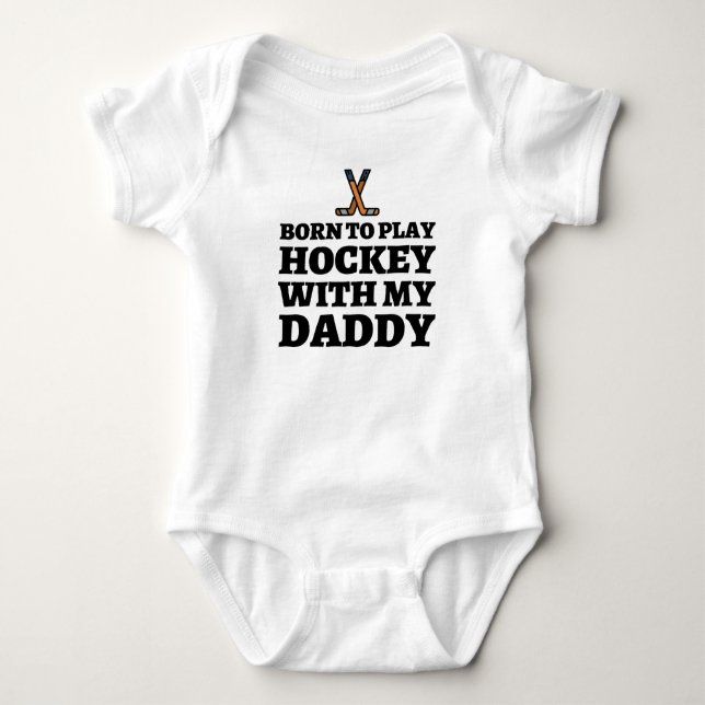 Geboren Hockey / Daddys Future Hockey Buddy spiele Baby Strampler (Vorderseite)