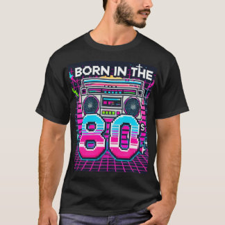 Geboren im 80er Retro Graphic T - Shirt - Neon 80e
