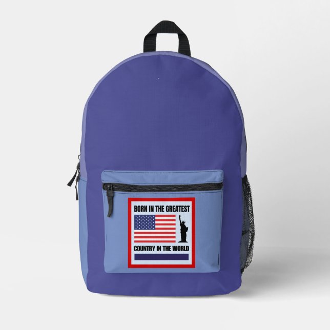Geboren im beststen Land der Welt Bedruckter Rucksack (Vorderseite)