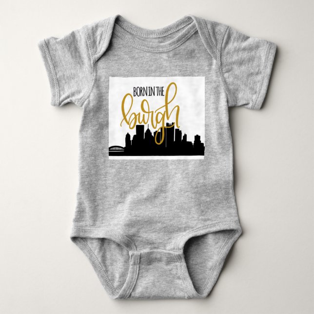 Geboren im Burgh (Pittsburgh) Baby Strampler (Vorderseite)