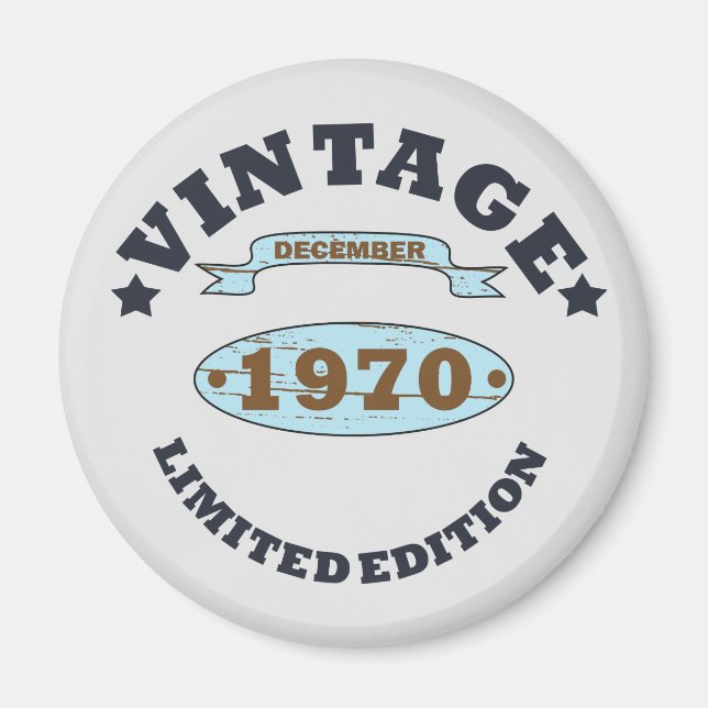 geboren im Dezember 1970 Vintager Geburtstag Magnet (Vorne)