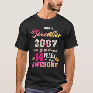 Geboren im Dezember 2007 mein Geburtstag 14 Jahre T-Shirt