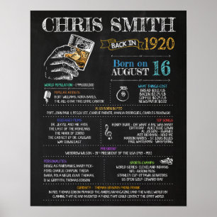 Geboren im Jahr 1920 Geburtstagsparty-Zeichen Poster