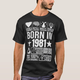 Geboren im Jahr 1981 Warnhinweis Barcode Birthda T-Shirt