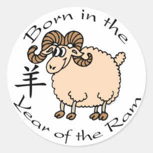 Geboren im Jahr der Ram (chinesisch) Runder Aufkleber