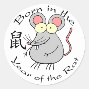 Geboren im Jahr der Ratte (Chinesisch) Runder Aufkleber