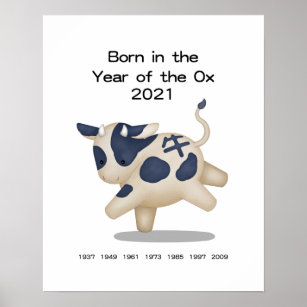 Geboren im Jahr des Ochsen-Chinesischen Geschlecht Poster