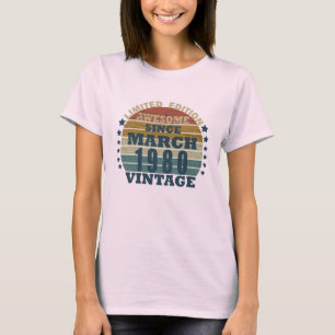 geboren im März 1980 Vintager Geburtstag T-Shirt