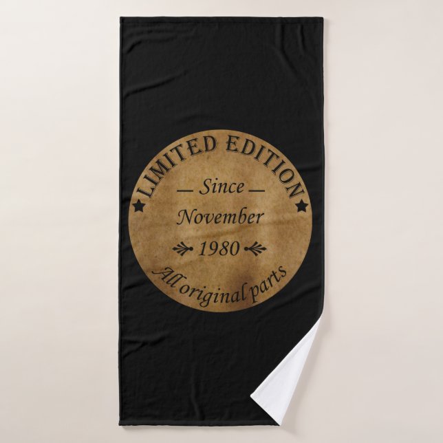 geboren im November 1980 Vintager Geburtstag Badehandtuch (Badehandtuch)
