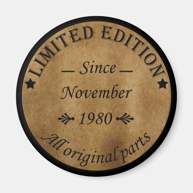 geboren im November 1980 Vintager Geburtstag Magnet (Vorne)