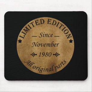 geboren im November 1980 Vintager Geburtstag Mousepad