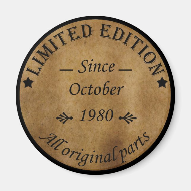 geboren im Oktober 1980 Vintager Geburtstag Magnet (Vorne)