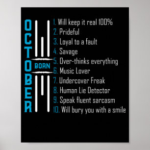 Geboren im Oktober Geburtstagsgeschenk Poster